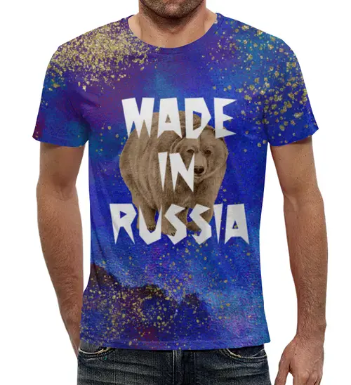 Заказать мужскую футболку в Москве. Футболка с полной запечаткой (мужская) RUSSIA от THE_NISE  - готовые дизайны и нанесение принтов.