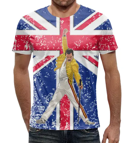 Заказать мужскую футболку в Москве. Футболка с полной запечаткой (мужская) Freddie Mercury Design от balden - готовые дизайны и нанесение принтов.