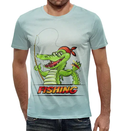 Заказать мужскую футболку в Москве. Футболка с полной запечаткой (мужская) Fishing  от T-shirt print  - готовые дизайны и нанесение принтов.