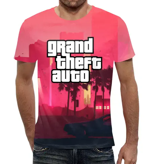 Заказать мужскую футболку в Москве. Футболка с полной запечаткой (мужская) Grand Theft Auto от THE_NISE  - готовые дизайны и нанесение принтов.