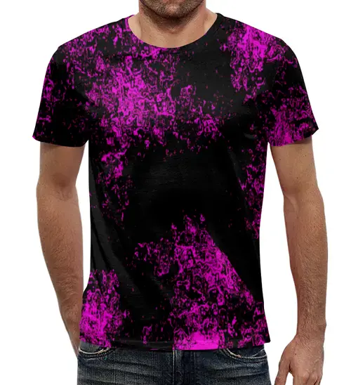 Заказать мужскую футболку в Москве. Футболка с полной запечаткой (мужская) Розовая краска от Fonzo - готовые дизайны и нанесение принтов.