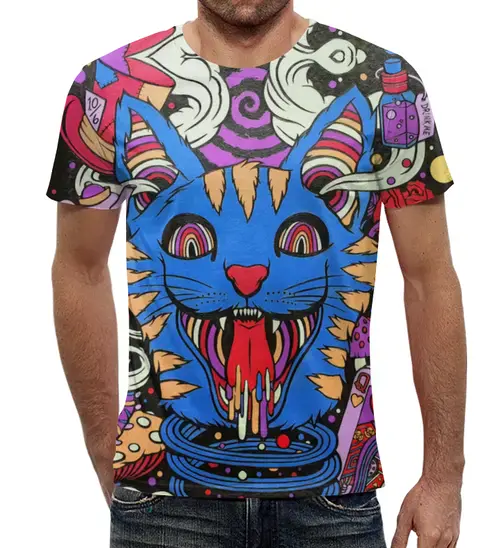 Заказать мужскую футболку в Москве. Футболка с полной запечаткой (мужская) Cat Begemot от balden - готовые дизайны и нанесение принтов.