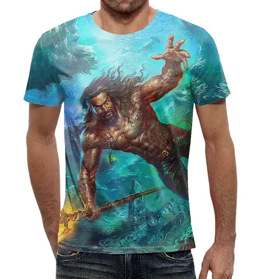 Заказать мужскую футболку в Москве. Футболка с полной запечаткой (мужская) Aquaman от balden - готовые дизайны и нанесение принтов.