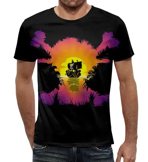 Заказать мужскую футболку в Москве. Футболка с полной запечаткой (мужская) Пиратский череп (1) от T-shirt print  - готовые дизайны и нанесение принтов.