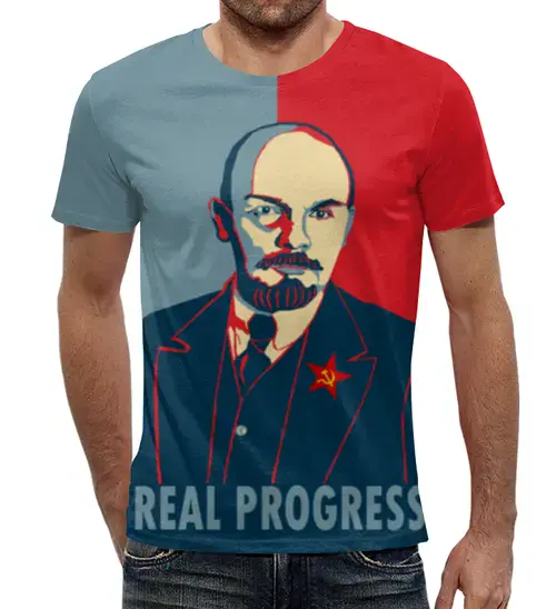 Заказать мужскую футболку в Москве. Футболка с полной запечаткой (мужская) Ленин от aleks_say - готовые дизайны и нанесение принтов.