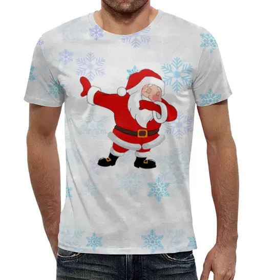Заказать мужскую футболку в Москве. Футболка с полной запечаткой (мужская) Санта  от weeert - готовые дизайны и нанесение принтов.