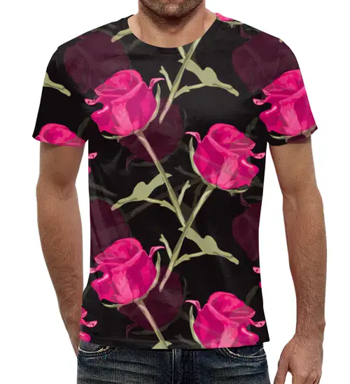 Заказать мужскую футболку в Москве. Футболка с полной запечаткой (мужская) Бутоны роз от THE_NISE  - готовые дизайны и нанесение принтов.