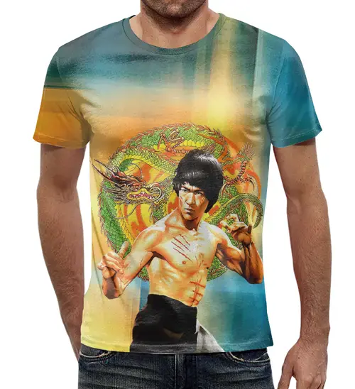 Заказать мужскую футболку в Москве. Футболка с полной запечаткой (мужская) Bruce Lee   от ПРИНТЫ ПЕЧАТЬ  - готовые дизайны и нанесение принтов.