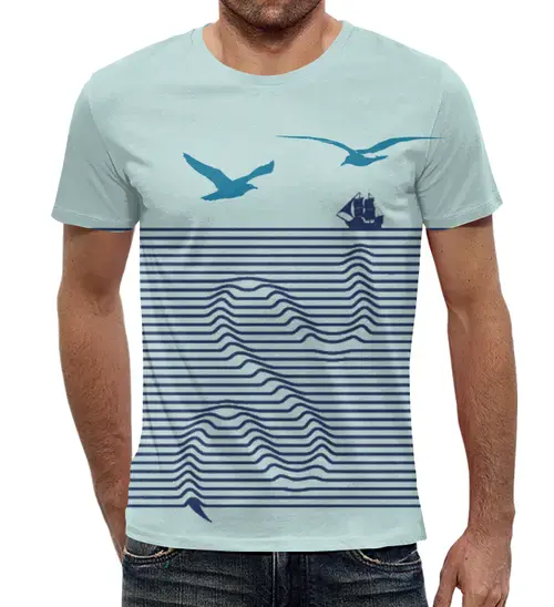 Заказать мужскую футболку в Москве. Футболка с полной запечаткой (мужская) Океан от T-shirt print  - готовые дизайны и нанесение принтов.