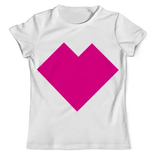 Заказать мужскую футболку в Москве. Футболка с полной запечаткой (мужская) Розовое сердце танграм от namormai@mail.ru - готовые дизайны и нанесение принтов.