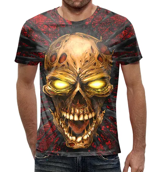 Заказать мужскую футболку в Москве. Футболка с полной запечаткой (мужская) Zombie Skull_ от balden - готовые дизайны и нанесение принтов.