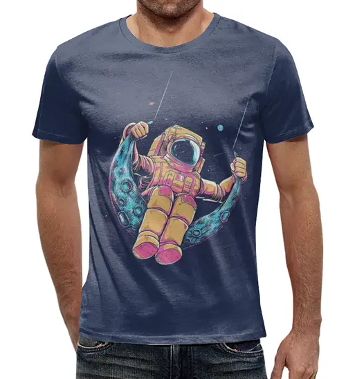 Заказать мужскую футболку в Москве. Футболка с полной запечаткой (мужская) Лунные качели от T-shirt print  - готовые дизайны и нанесение принтов.