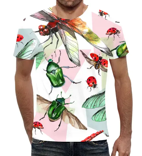 Заказать мужскую футболку в Москве. Футболка с полной запечаткой (мужская) насекомые от THE_NISE  - готовые дизайны и нанесение принтов.