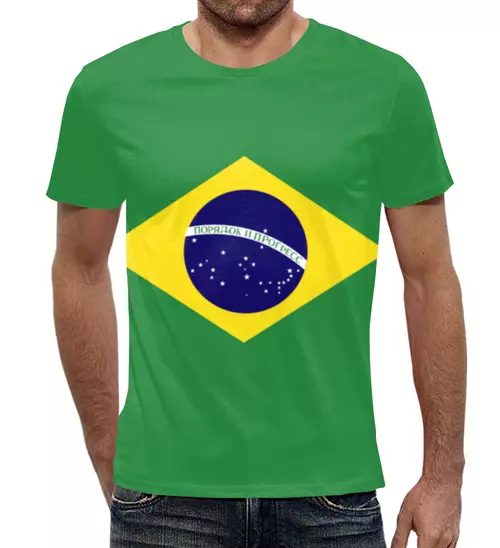 Заказать мужскую футболку в Москве. Футболка с полной запечаткой (мужская) Бразильский флаг от timurcarlov@yandex.ru - готовые дизайны и нанесение принтов.