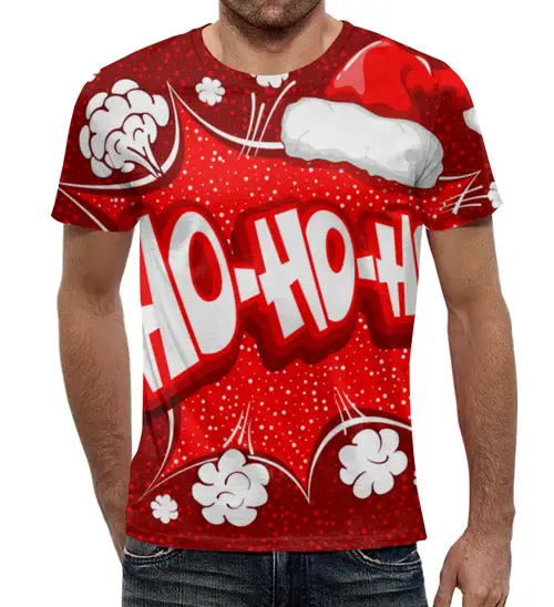 Заказать мужскую футболку в Москве. Футболка с полной запечаткой (мужская)  Ho Ho Ho от THE_NISE  - готовые дизайны и нанесение принтов.