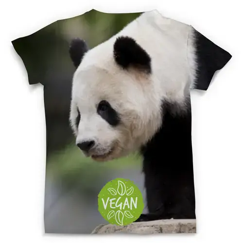 Заказать мужскую футболку в Москве. Футболка с полной запечаткой (мужская) Panda Vegan от vegan@thespaceway.info - готовые дизайны и нанесение принтов.