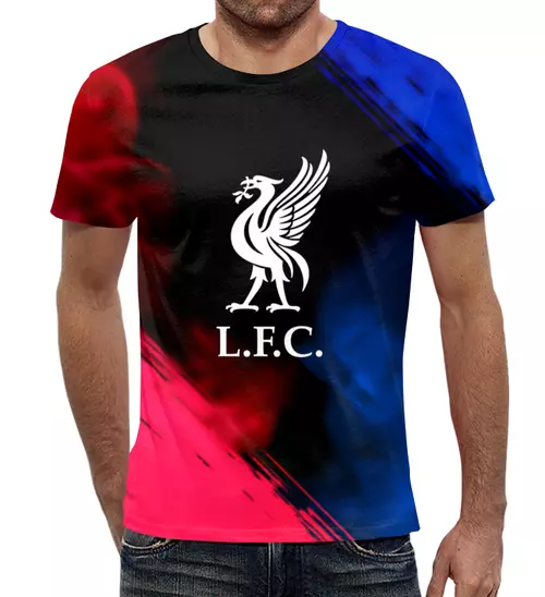 Заказать мужскую футболку в Москве. Футболка с полной запечаткой (мужская) Liverpool smoke gradient от DeFive  - готовые дизайны и нанесение принтов.