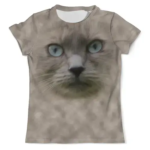 Заказать мужскую футболку в Москве. Футболка с полной запечаткой (мужская) Мордочка кошки от weeert - готовые дизайны и нанесение принтов.
