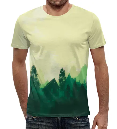 Заказать мужскую футболку в Москве. Футболка с полной запечаткой (мужская) Природа леса от THE_NISE  - готовые дизайны и нанесение принтов.