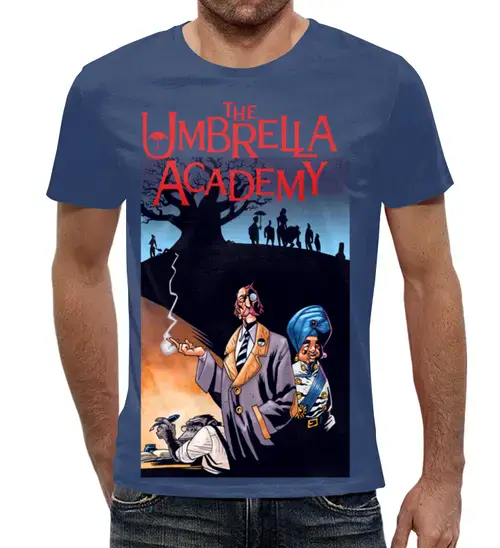 Заказать мужскую футболку в Москве. Футболка с полной запечаткой (мужская) The Umbrella Academy  от T-shirt print  - готовые дизайны и нанесение принтов.