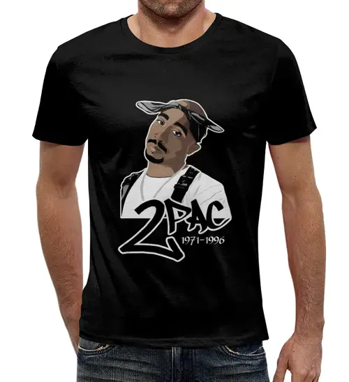 Заказать мужскую футболку в Москве. Футболка с полной запечаткой (мужская) Tupac Shakur от Levon Kocharyan - готовые дизайны и нанесение принтов.
