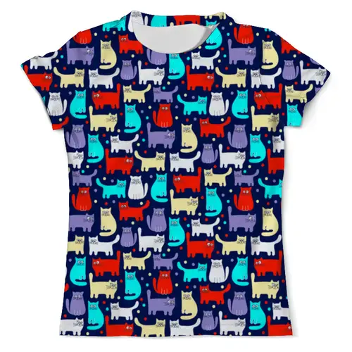 Заказать мужскую футболку в Москве. Футболка с полной запечаткой (мужская) Кошки от THE_NISE  - готовые дизайны и нанесение принтов.