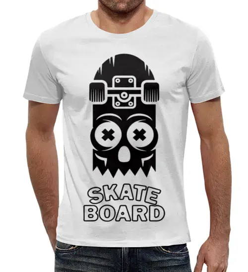 Заказать мужскую футболку в Москве. Футболка с полной запечаткой (мужская) skateboard от denis01001 - готовые дизайны и нанесение принтов.