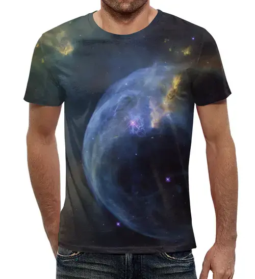 Заказать мужскую футболку в Москве. Футболка с полной запечаткой (мужская) The Bubble Nebula от The Spaceway  - готовые дизайны и нанесение принтов.