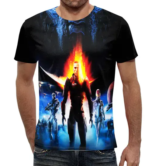 Заказать мужскую футболку в Москве. Футболка с полной запечаткой (мужская) Mass Effect Legendary Edition от THE_NISE  - готовые дизайны и нанесение принтов.