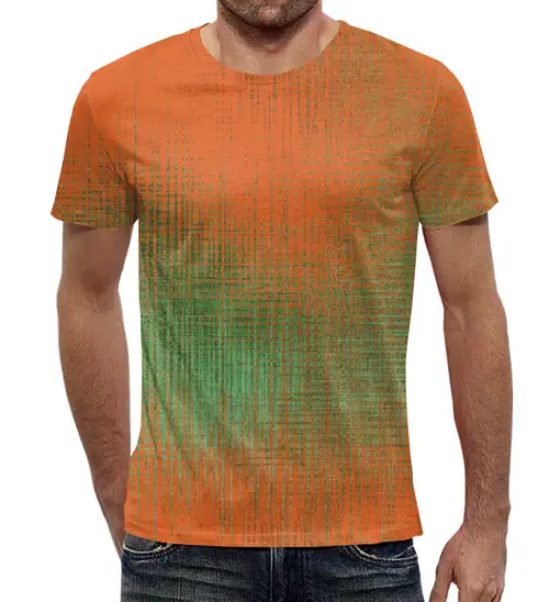 Заказать мужскую футболку в Москве. Футболка с полной запечаткой (мужская) Оранжевые линии от THE_NISE  - готовые дизайны и нанесение принтов.