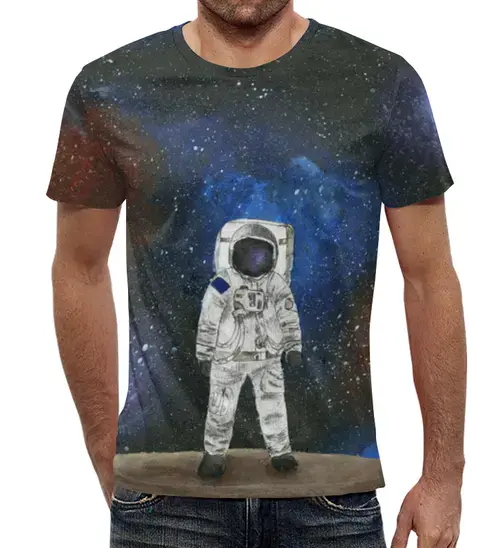 Заказать мужскую футболку в Москве. Футболка с полной запечаткой (мужская) Космонавт от galaxy secret - готовые дизайны и нанесение принтов.