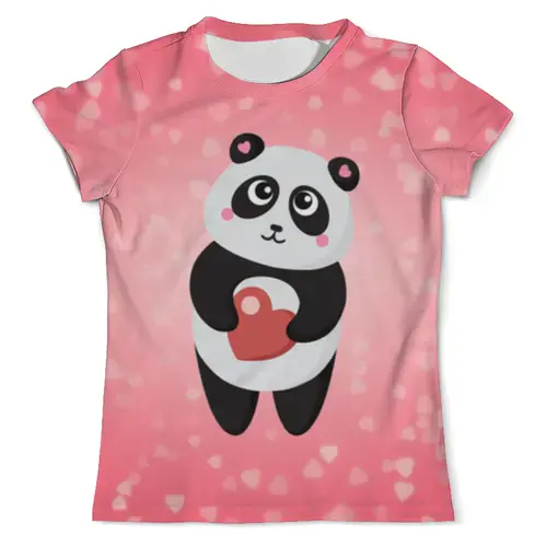 Заказать мужскую футболку в Москве. Футболка с полной запечаткой (мужская) Панда с сердечком от Ordwen - готовые дизайны и нанесение принтов.