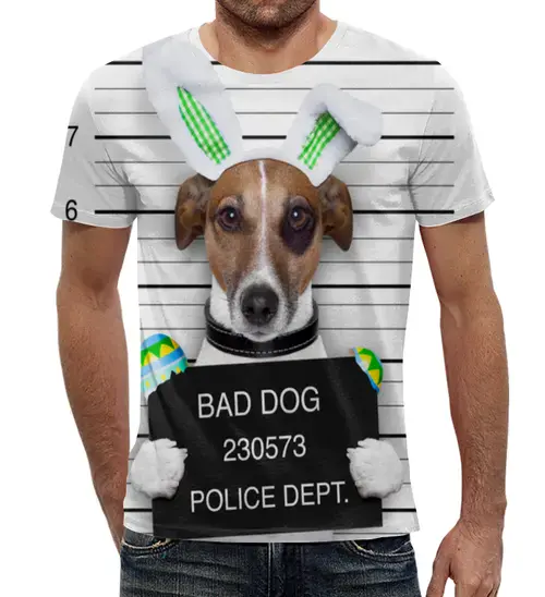 Заказать мужскую футболку в Москве. Футболка с полной запечаткой (мужская) Bad DOG от solntse - готовые дизайны и нанесение принтов.