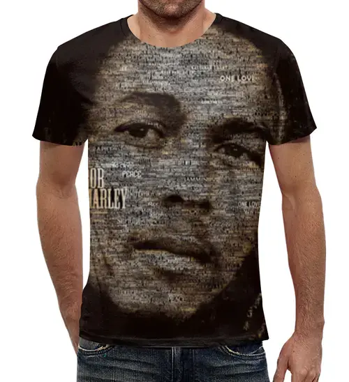 Заказать мужскую футболку в Москве. Футболка с полной запечаткой (мужская) Bob Marley от Виктор Гришин - готовые дизайны и нанесение принтов.
