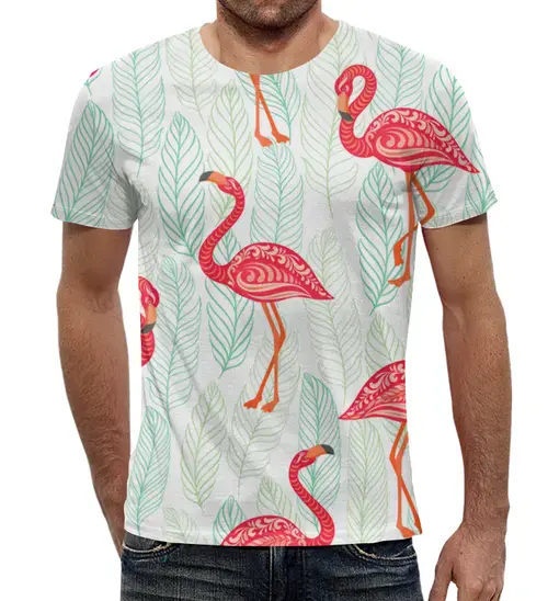 Заказать мужскую футболку в Москве. Футболка с полной запечаткой (мужская) Фламинго от THE_NISE  - готовые дизайны и нанесение принтов.