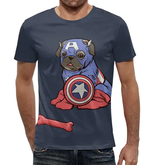 Заказать мужскую футболку в Москве. Футболка с полной запечаткой (мужская) Captain America (2) от ПРИНТЫ ПЕЧАТЬ  - готовые дизайны и нанесение принтов.