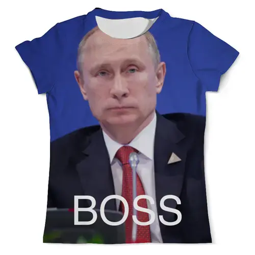 Заказать мужскую футболку в Москве. Футболка с полной запечаткой (мужская) Босс Путин от Александр - готовые дизайны и нанесение принтов.