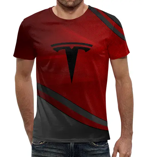 Заказать мужскую футболку в Москве. Футболка с полной запечаткой (мужская) Tesla от THE_NISE  - готовые дизайны и нанесение принтов.