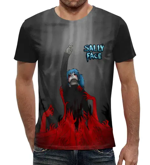 Заказать мужскую футболку в Москве. Футболка с полной запечаткой (мужская) Sally Face от weeert - готовые дизайны и нанесение принтов.