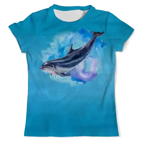 Заказать мужскую футболку в Москве. Футболка с полной запечаткой (мужская) Дельфин от orca - готовые дизайны и нанесение принтов.