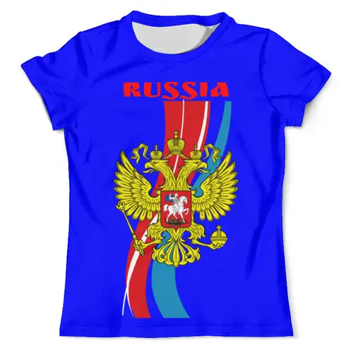 Заказать мужскую футболку в Москве. Футболка с полной запечаткой (мужская) Россия  от T-shirt print  - готовые дизайны и нанесение принтов.