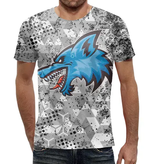 Заказать мужскую футболку в Москве. Футболка с полной запечаткой (мужская) Wolf ANDROID (Detroit) от balden - готовые дизайны и нанесение принтов.