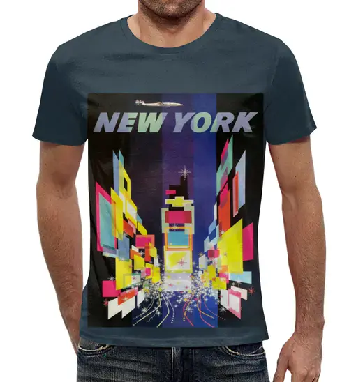 Заказать мужскую футболку в Москве. Футболка с полной запечаткой (мужская) Нью-Йорк от acidhouses - готовые дизайны и нанесение принтов.
