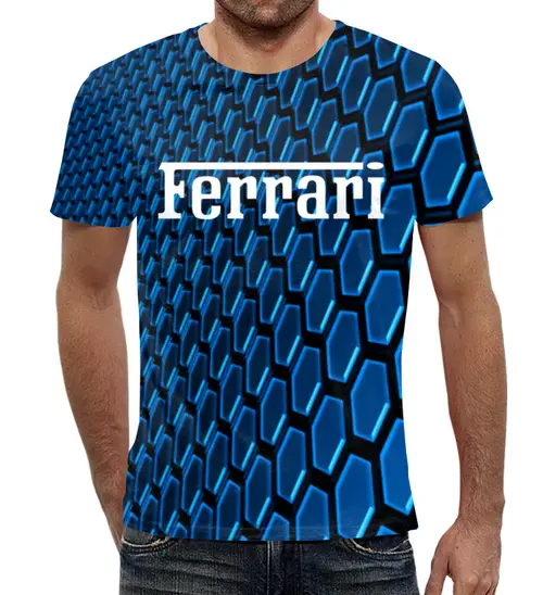 Заказать мужскую футболку в Москве. Футболка с полной запечаткой (мужская) Ferrari от THE_NISE  - готовые дизайны и нанесение принтов.