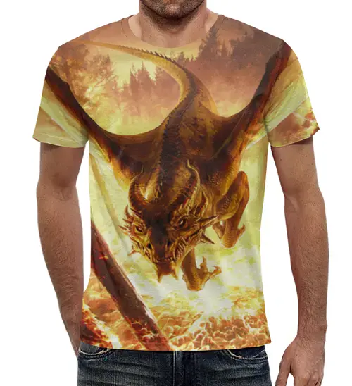 Заказать мужскую футболку в Москве. Футболка с полной запечаткой (мужская) Дракон от ADMIN MMORPG - готовые дизайны и нанесение принтов.