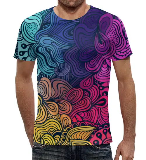 Заказать мужскую футболку в Москве. Футболка с полной запечаткой (мужская) RAINBOW от CoolDesign - готовые дизайны и нанесение принтов.