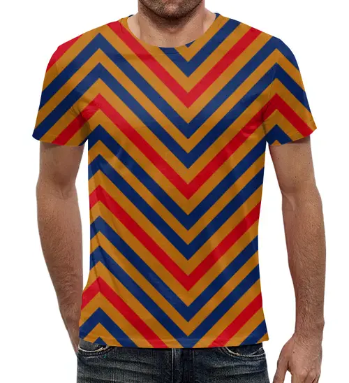 Заказать мужскую футболку в Москве. Футболка с полной запечаткой (мужская) Разноцветные линии от THE_NISE  - готовые дизайны и нанесение принтов.