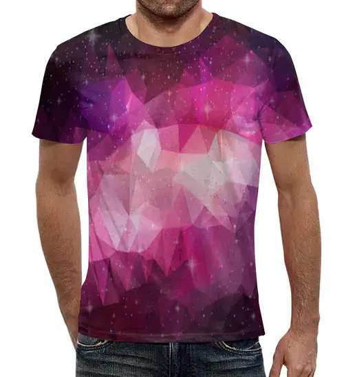 Заказать мужскую футболку в Москве. Футболка с полной запечаткой (мужская) Pink Polygon от THE_NISE  - готовые дизайны и нанесение принтов.