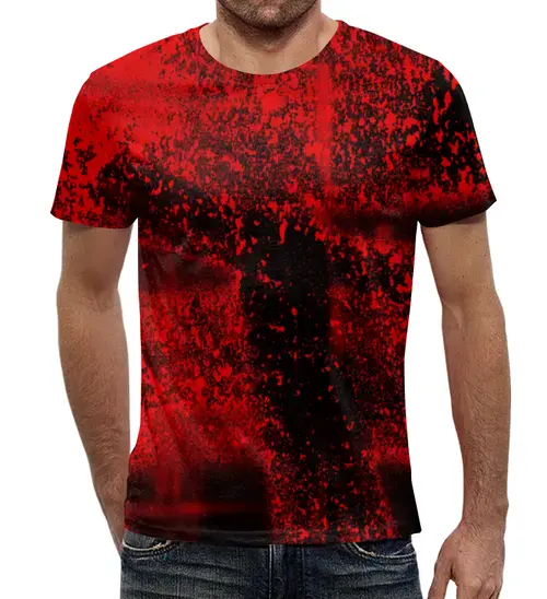Заказать мужскую футболку в Москве. Футболка с полной запечаткой (мужская) Красные брызги от THE_NISE  - готовые дизайны и нанесение принтов.