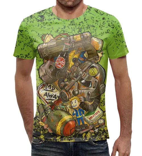 Заказать мужскую футболку в Москве. Футболка с полной запечаткой (мужская) Fallout Design от balden - готовые дизайны и нанесение принтов.